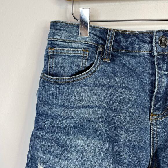 Kut from the Kloth Sophie Distressed Stretch Denim Jean Bermuda Shorts womens 6 - Picture 4 of 11